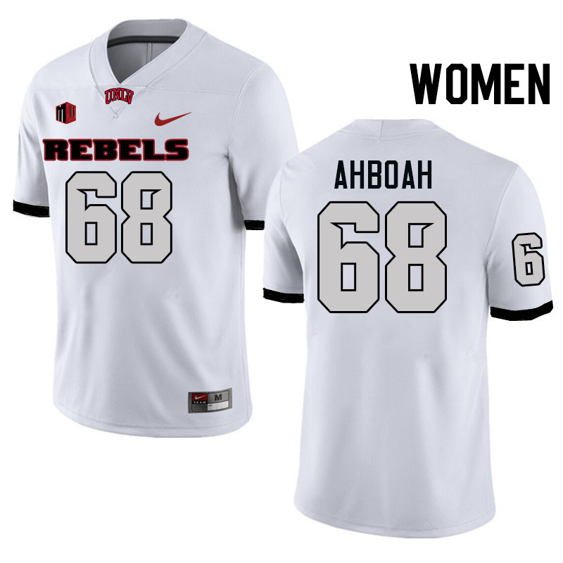 Women #68 Jayden Ahboah UNLV Rebels College Football Jerseys Stitched-White